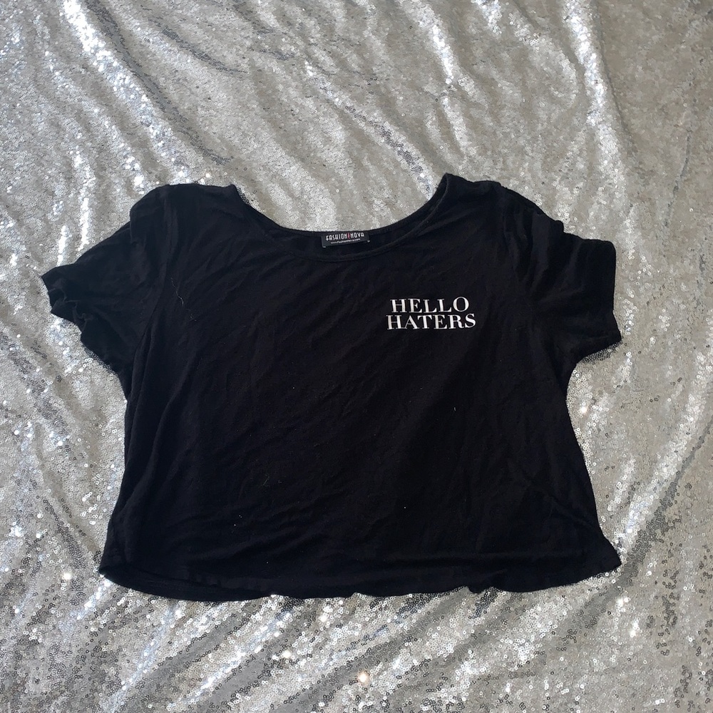 “ hello haters” crop top